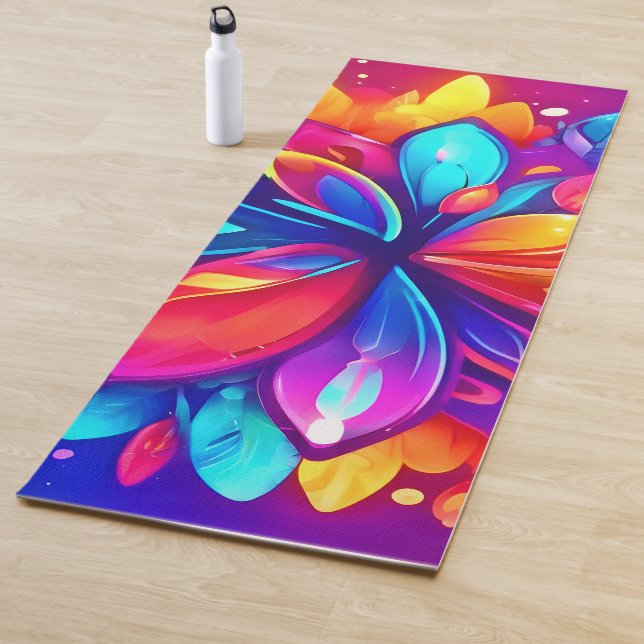 Tapis De Yoga Oeuvre de fleurs psychédélique (En situation)
