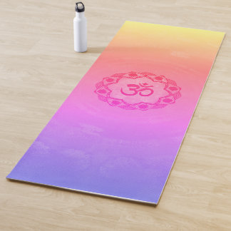 Tapis De Yoga Ohm symbole, mandala - couleurs pastel