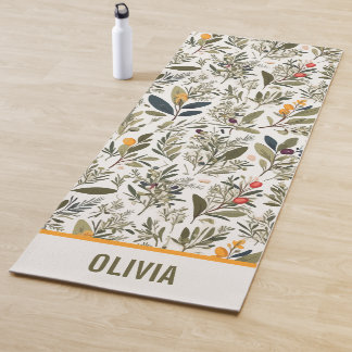 Tapis De Yoga Olive et Herbes minimaliste Élégant Personnalisé