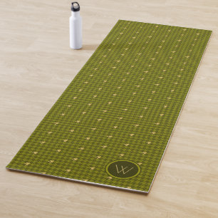 Tapis De Yoga Olive with Gold Accent Houndstooth Yoga Mat