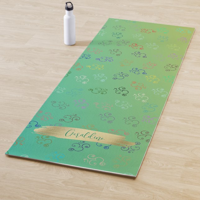 Tapis De Yoga OM du chaos | Ombre Vert, Joli Om (En situation)
