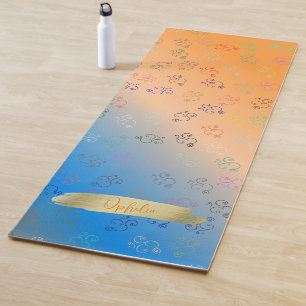Tapis De Yoga OM du chaos Orange & Ombre Bleu, Joli Om