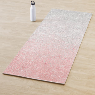 Tapis De Yoga Ombre de Parties scintillant en argent et rose