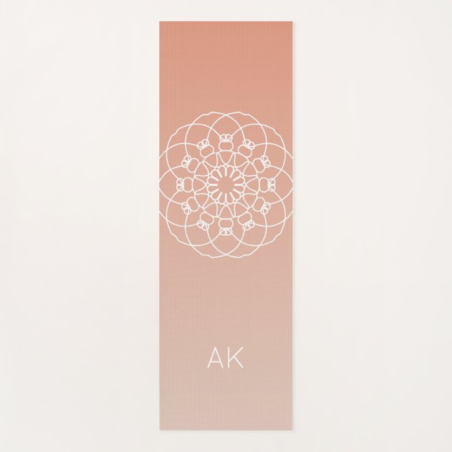 Tapis De Yoga Ombre rose Mandala avec initiales personnalisées (Devant)