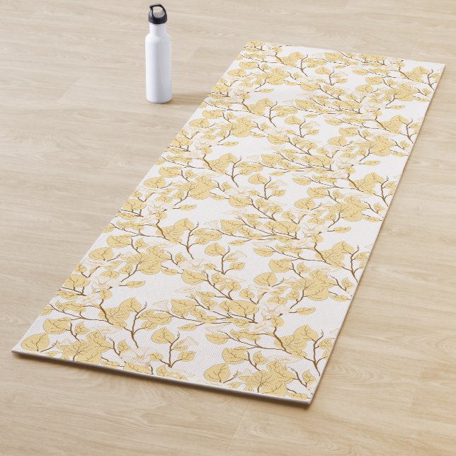 Tapis De Yoga Or Blanc Matin Fleur de gloire (En situation)