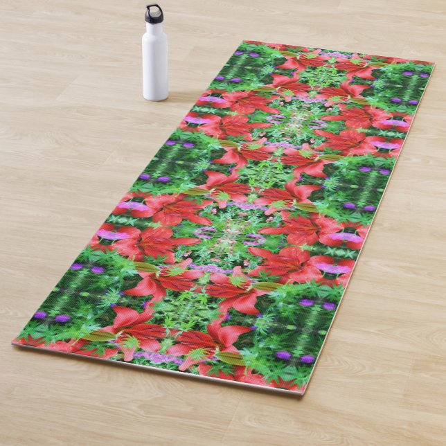 Tapis De Yoga Orange Daylilies Abstrait Flower Art (En situation)