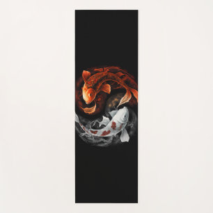 Tapis De Yoga Orange Et Blanc Lucky Koi Poisson Japon Art