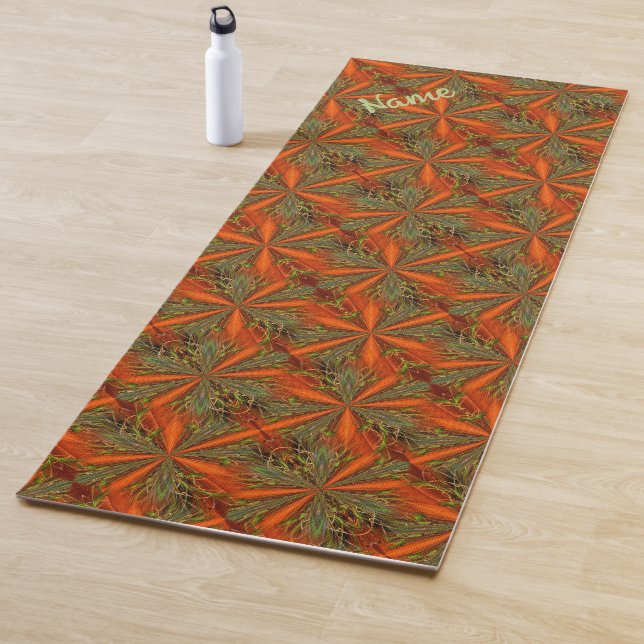 Tapis De Yoga Orange Et Vert Grass Abstrait Personnalisé (En situation)