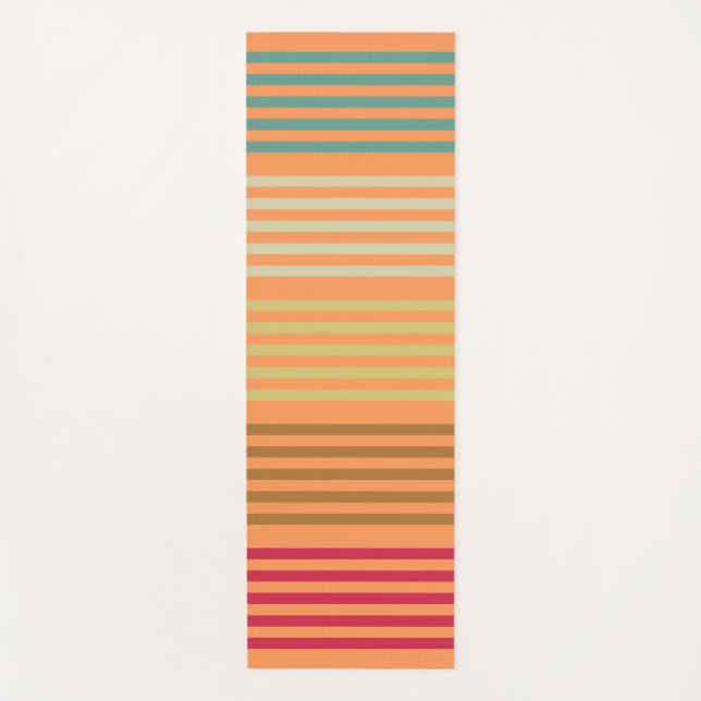 Tapis De Yoga Orange Retro Stripes (Devant)