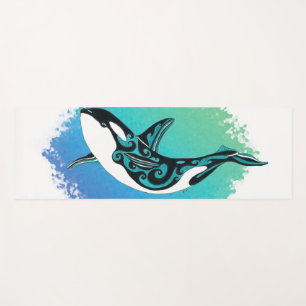 Tapis De Yoga Orca Whale Tribal InkTeal