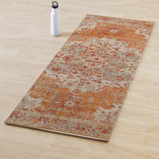 Tapis de yoga oriental orange (En situation)