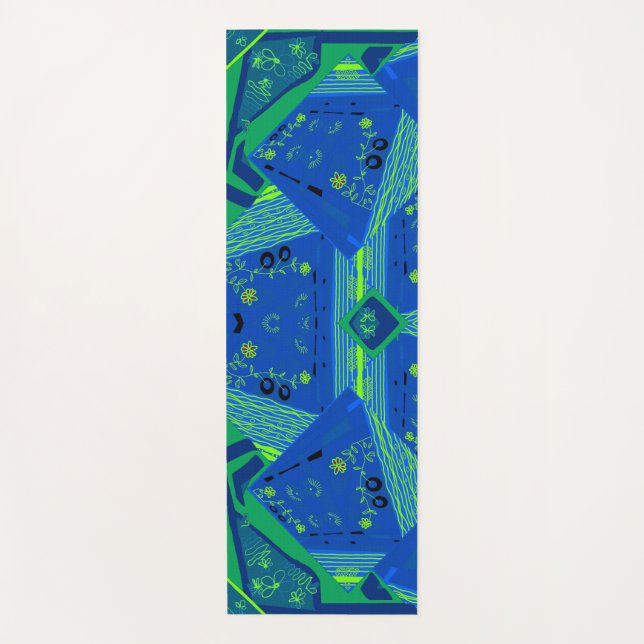 Tapis De Yoga Origami Chintz (L) Vert bleu (Devant)