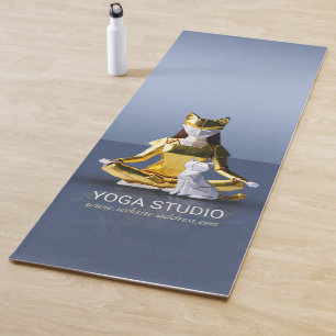 Tapis De Yoga Origami Gold Foil Yoga Méditer Catwoman and Cat