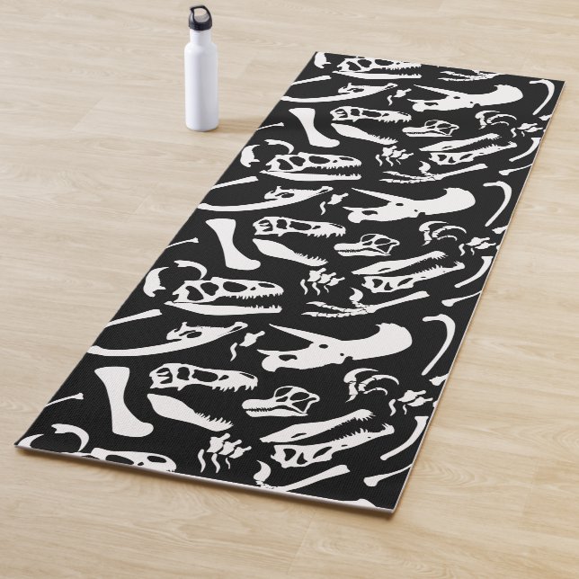 Tapis De Yoga Os de dinosaure (noir et blanc) (En situation)