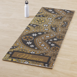 Tapis De Yoga Paisley céleste Floral Nom personnalisé