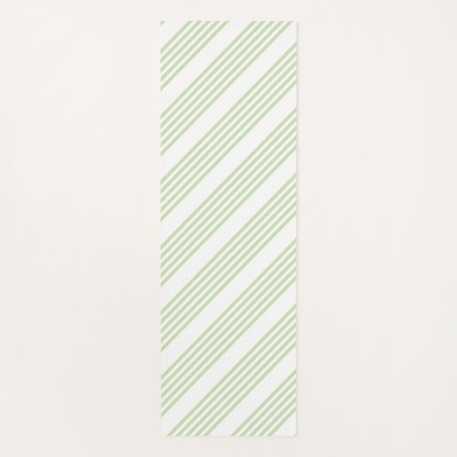 Tapis De Yoga Pale vert et blanc cinq bandes motif (Devant)
