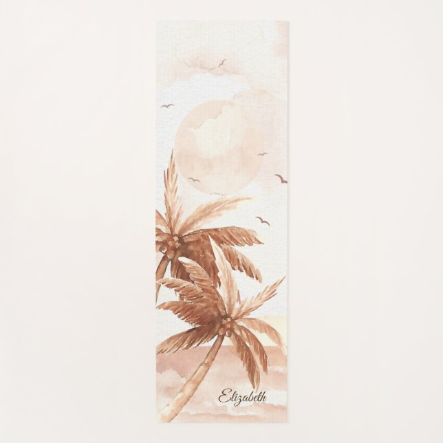 Tapis De Yoga Palmier Tropical Rustique (Devant)