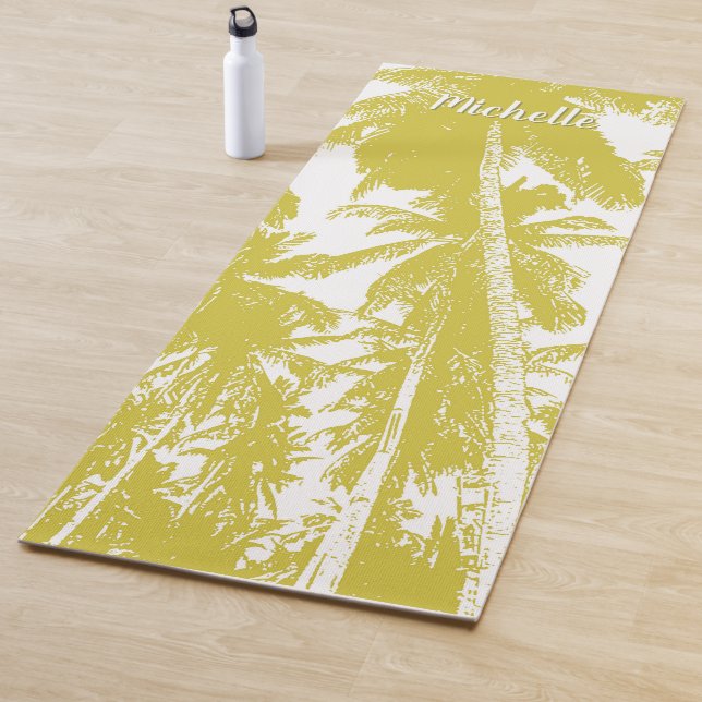 Tapis De Yoga Palmiers en or Posterisé (En situation)