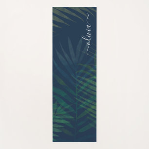 Tapis De Yoga Palmiers vert foncé motif feuille