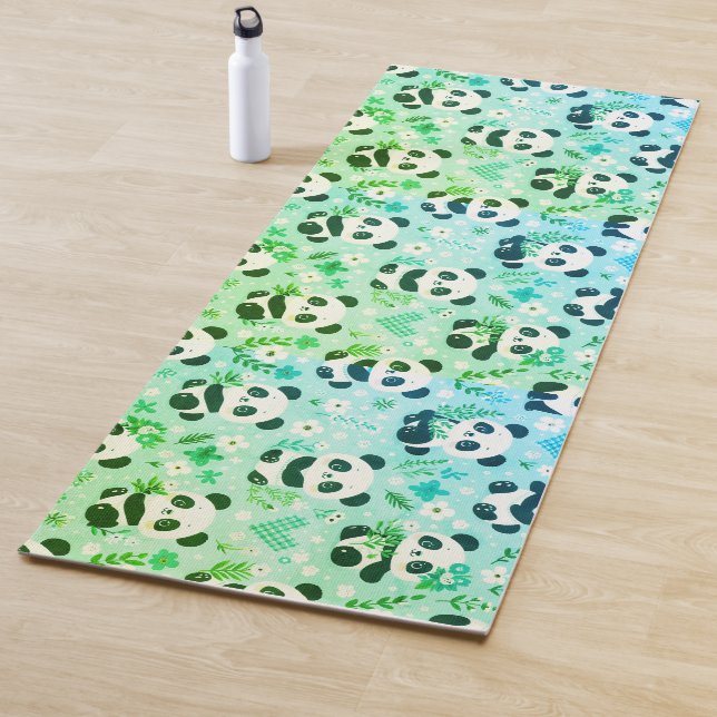 Tapis De Yoga Panda Bear Motif Vert Imprimer (En situation)