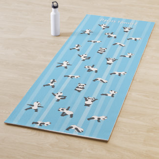 Tapis de yoga Panda Bleu Nom personnalisé identiqu