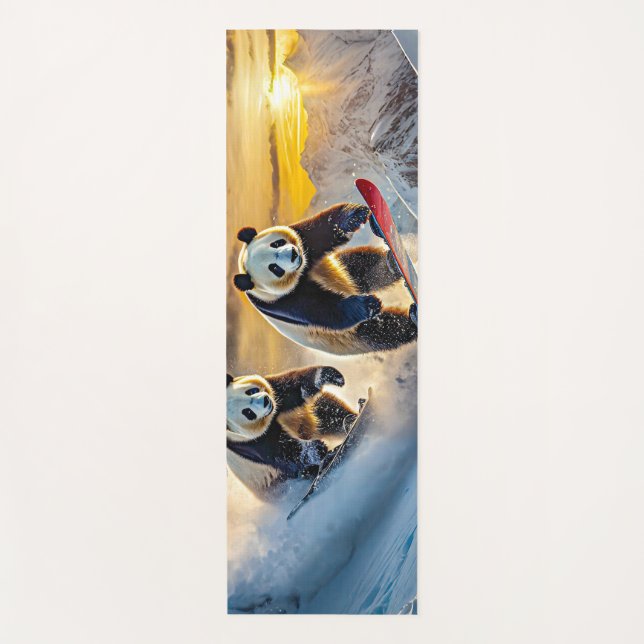Tapis De Yoga Pandas On Snowboards Design par Rich AMeN Gill (Devant)