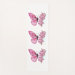 Tapis De Yoga Papillon à fleurs avec Sakura rose