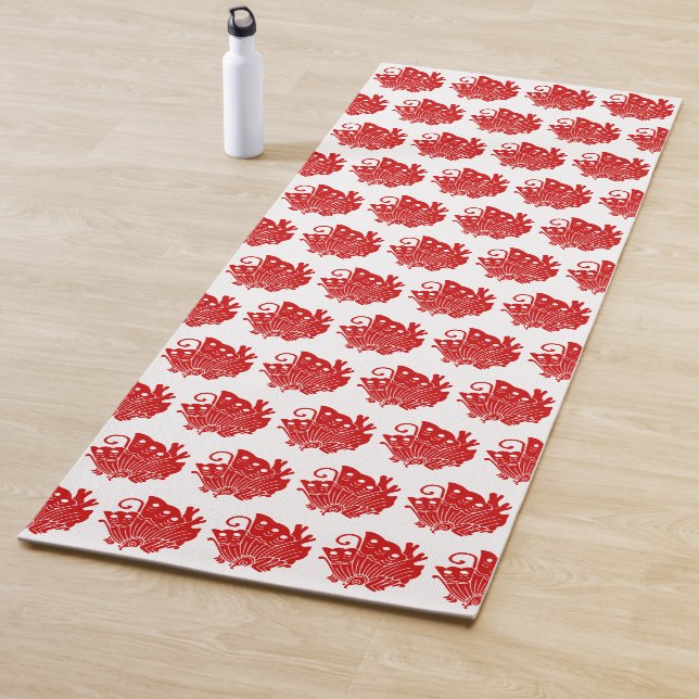 Tapis De Yoga Papillon asiatique Japonais Conception Kamon (En situation)