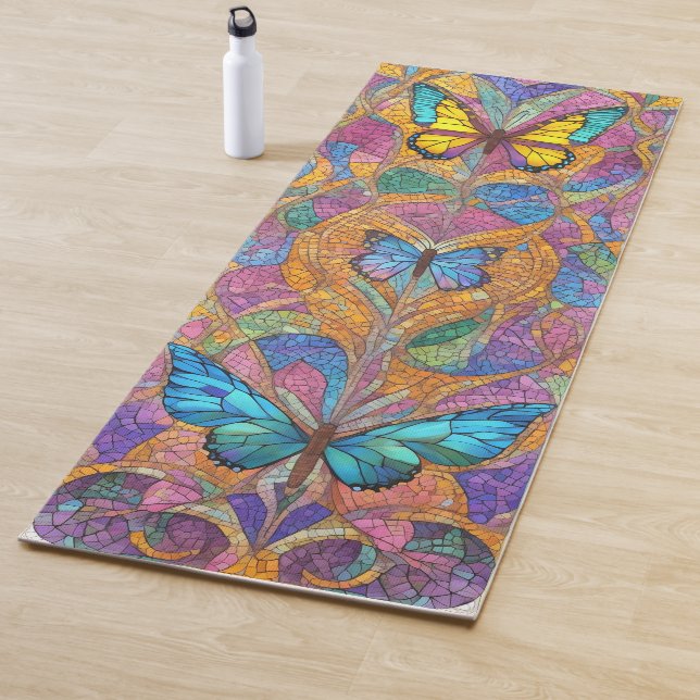 Tapis De Yoga Papillon coloré Yoga Mat - Belle mosaïque (En situation)