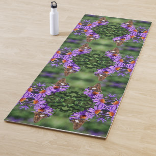 Tapis De Yoga Papillon Lady Peint Sur Aster Flower Abstrait