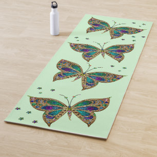 Tapis De Yoga Papillon Mosaïque Vert