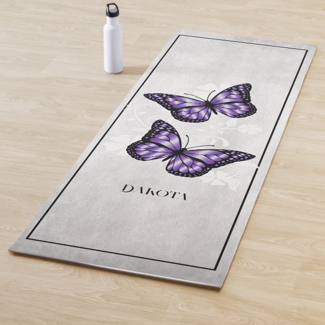 Tapis De Yoga Papillon pourpre Fleur de Yoga Mat (En situation)