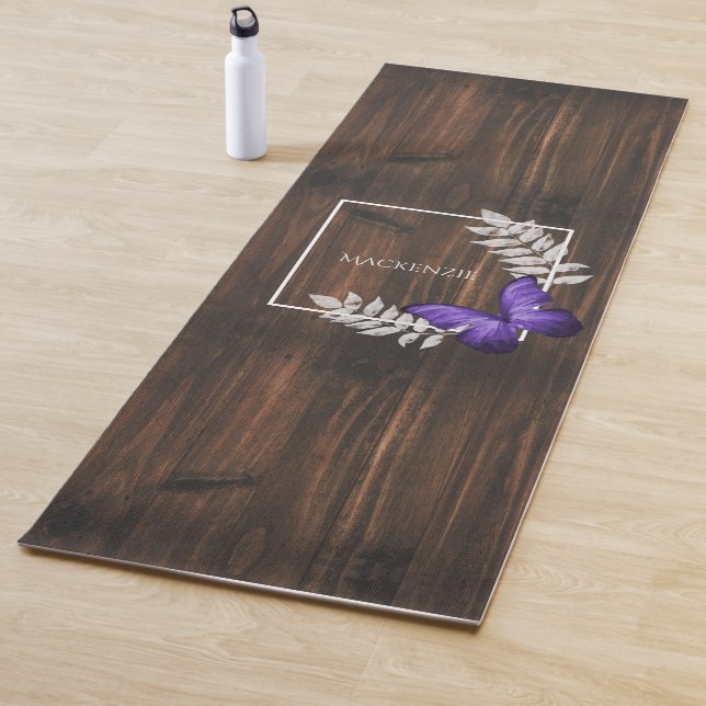 Tapis De Yoga Papillon violet rustique Yoga Mat (En situation)