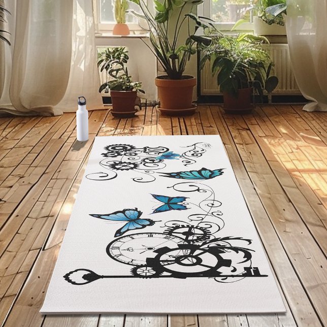 Tapis De Yoga Papillons bleu Tribal Steampunk (Créateur téléchargé)