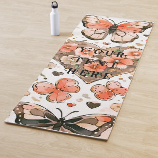 Tapis De Yoga Papillons, Coeurs et Fleurs Double côté personnali