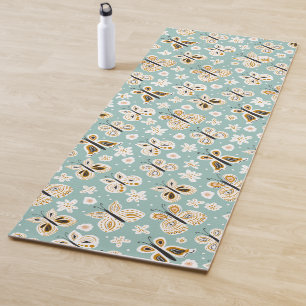 Tapis De Yoga Papillons d'art populaire rétro
