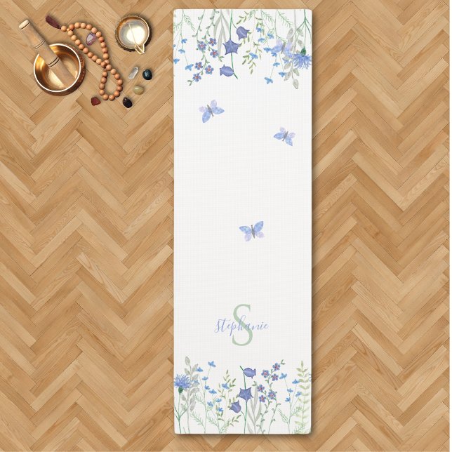 Tapis De Yoga Papillons de monogramme de nom (Créateur téléchargé)