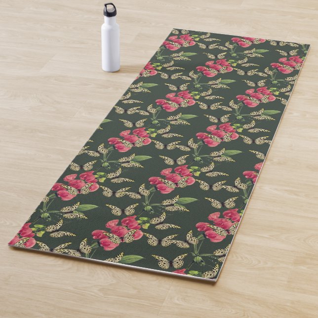 Tapis De Yoga Papillons Et Vert Fleur De Pois Doux (En situation)