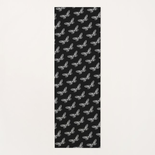 Tapis De Yoga Papillons modernes Mat de Yoga Noir (Devant)