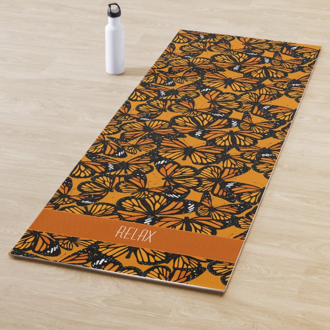 Tapis De Yoga Papillons Monarque Orange Nature Imprimer (En situation)