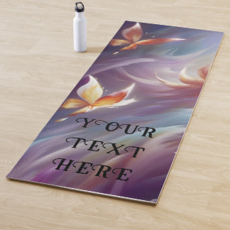 Tapis De Yoga Papillons stylisés et fleurs personnalisés