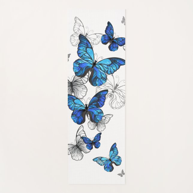 Tapis De Yoga Papillons volants bleus Morpho (Devant)