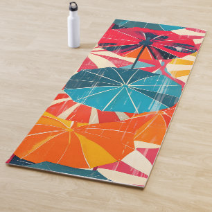 Tapis De Yoga Parapluie Rétro Jour de Pluie Pop Art