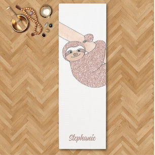 Tapis De Yoga Paresseux heureux personnalisé Mignon