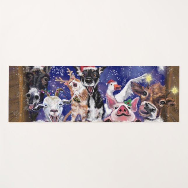 Tapis De Yoga Parti animal de Christmas (Devant (Horizontal))