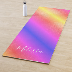 Tapis De Yoga Parties scintillant arc-en-ciel personnalisée