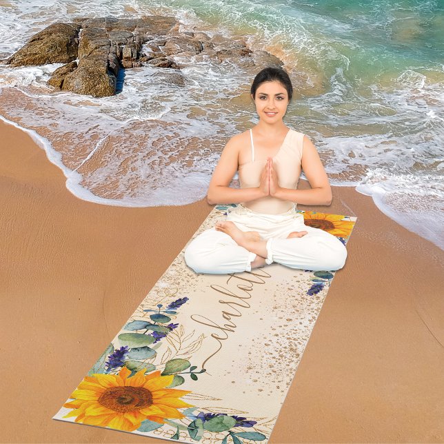 Tapis De Yoga Parties scintillant de tournesol vert Eucalyptus (Créateur téléchargé)