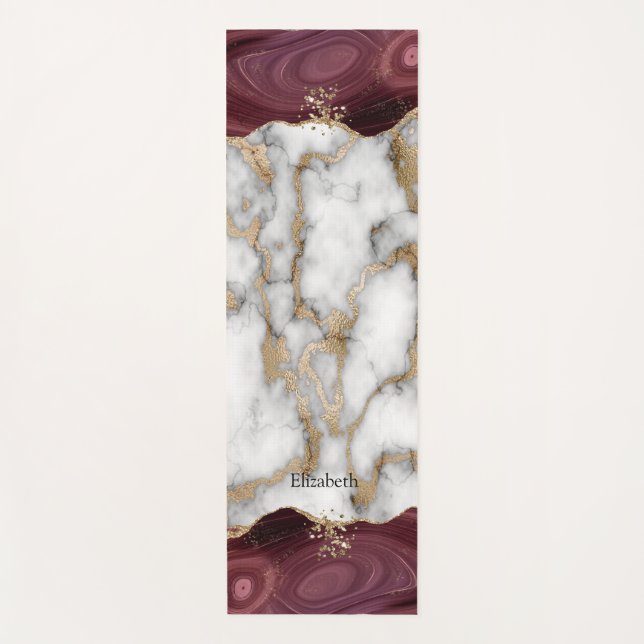 Tapis De Yoga Parties scintillant d'or Marbre blanc brillant Bou (Devant)