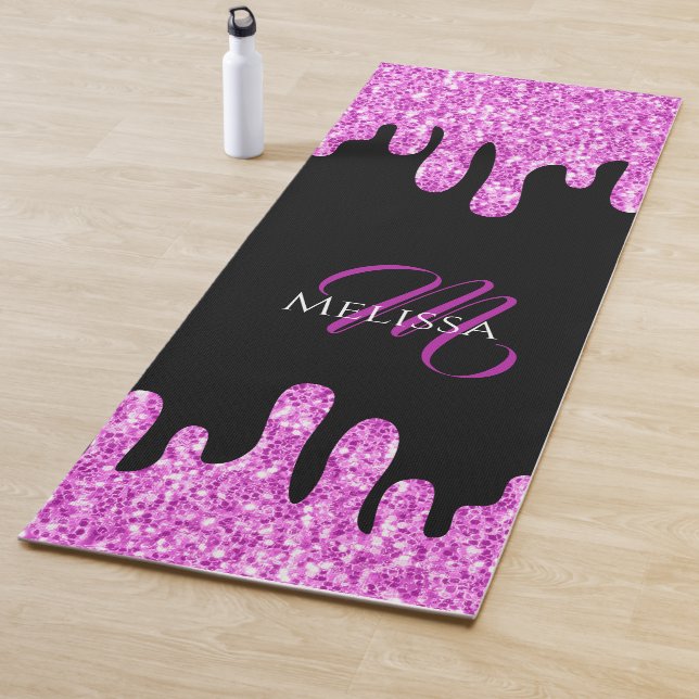 Tapis De Yoga Parties scintillant étincelante rose noir Monogram (En situation)
