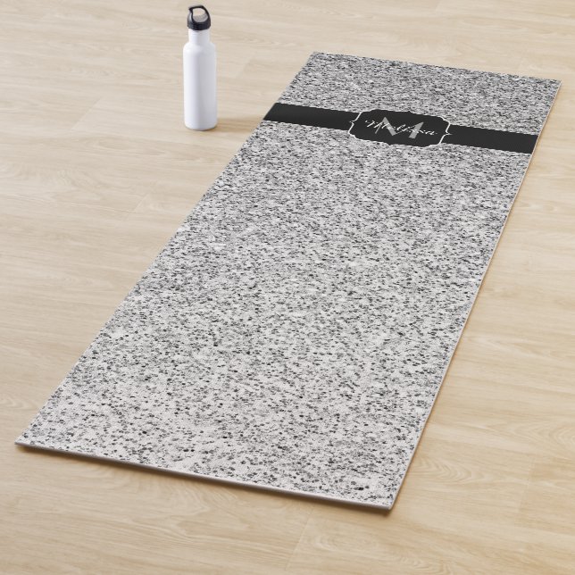 Tapis De Yoga Parties scintillant gris argent scintille Monogram (En situation)